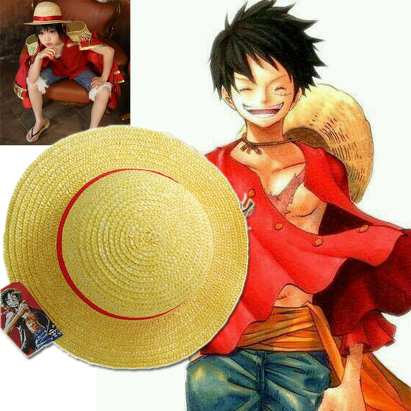 One Piece Luffy Cosplay Straw Boater Beach Hat Cap