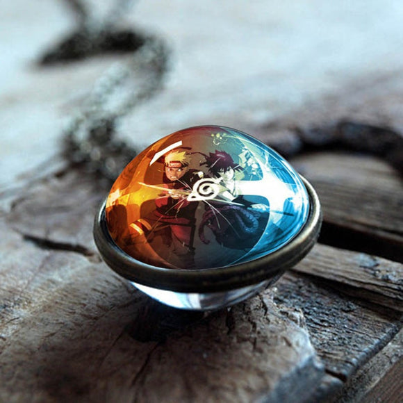 Naruto Uzumaki Double Sided Glass Ball Pendant Necklace